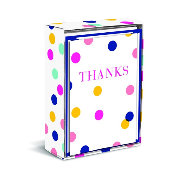 Graphique Best Day Ever Boxed Notecards, 16 Colorful Polka-Dotted"Thanks" Message