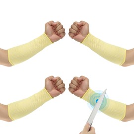 PATIKIL 14 Inch Cut Resistant Sleeve, 2 Pairs Arm Safety Protectors Sleeves Forearm Sleeve HPPE Level 5 Protection for Thin Skin and Bruising, M, Yellow