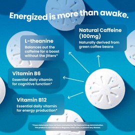 Neuro Energy & Focus Mints, Extra Strength - Sugar Free Breath Mints with 100mg Natural Caffeine, B Vitamins & L-Theanine - Vegan Brain Supplement for Exercise, Study & Daily Focus - Peppermint, 72 ct