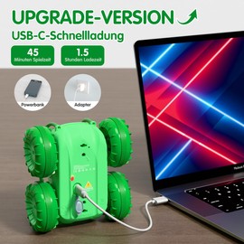 ifollower Direct Charge 4WD Amphibian Remote Controlled Car 15 km/h, 2.4 GHz 360° Stunt Green