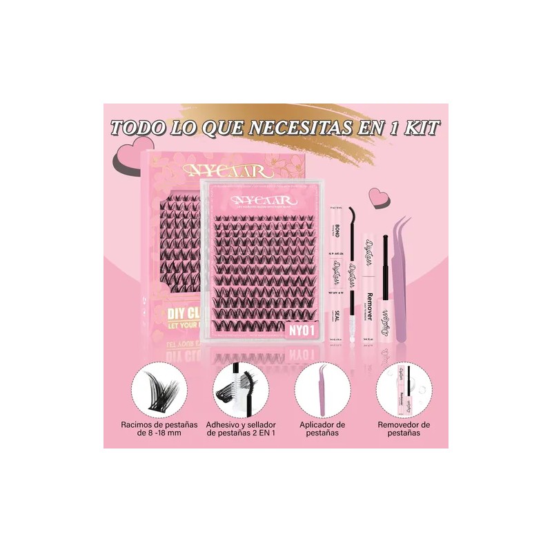 Kit Pestañas Naturales Wispy Nycaar Con Pegamento Diy