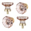 HIEMEY 4 Pack Glass Cabinet Knobs and Pulls,Octagon Champagne Crystal