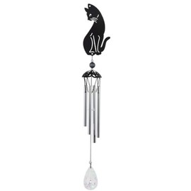 GSC 31104 25 Inch Metal Wind Chime Black Cat