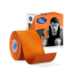 CureTape Sports | Kinesiology Tape for Muscle & Joint Pain | Elastic Therapeutic Tape | Waterproof Athletic Tape | Medical K Tape | 30% Stronger Adhesion | Orange | 2inx16ft | (Pack of 1)
