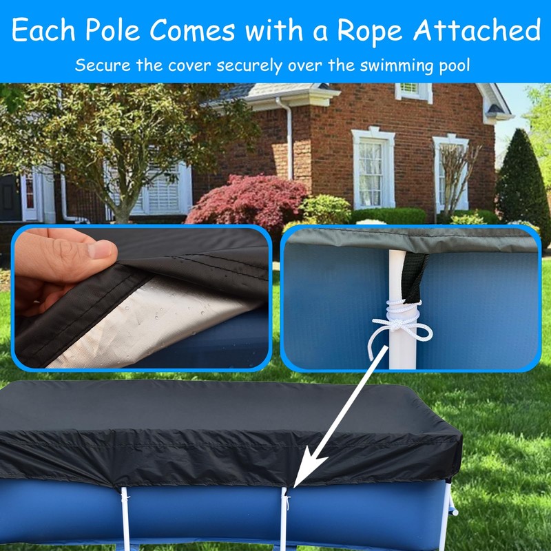 10 x 6 ft Rectangle Pool Cover, 118" X 79"