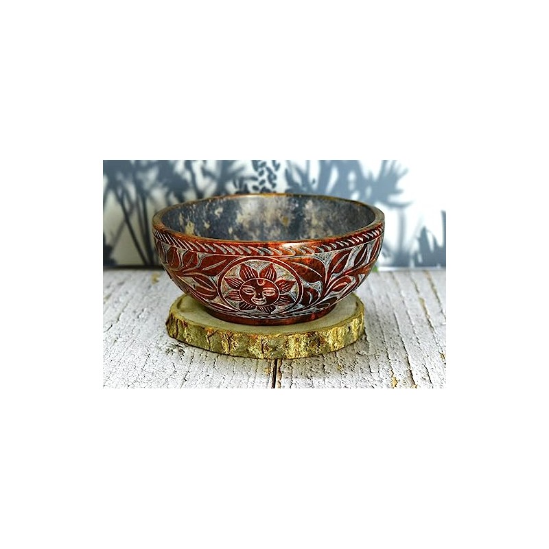 India House Soapstone Smudge Bowl for Scrying - 5”x 2”
