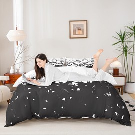 Juego de funda de edredón para niños, tamaño individual, juego de cama de Happy Halloween antes de Navidad, decoración de habitación para niños y niñas, adultos, funda de edredón de Halloween para día festivo, funda de edredón simple y blanco negro, 1 fu