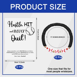 AKPMJ 12 Sets Sports Bracelets Adjustable Clay Beaded Ball Charm Bracelet with Inspirational Card Baseball Gifts for Sport Team Lovers Players Birthday Party Favors