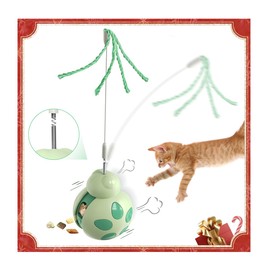 Cat Treat Interactive Toy, Puzzle Slow Feeding Ball for Cat, Beetle Tumbler Design with Teasing Stick for Cat Exercise and Boredom Relief