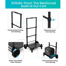OUPES Portable Hand Truck with Telescopic Handle - All-Terrain Wheels | Compatible with Mega 1/2, Exodus 2400W/1500W/1200W Power Stations