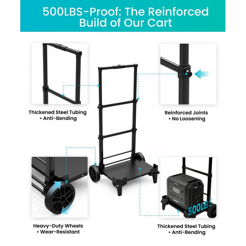 OUPES Portable Hand Truck with Telescopic Handle - All-Terrain Wheels
