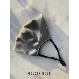 GOLDEN HOUR Silk Satin Face Mask | Sensitive Skin Face Mask | Hypoallergenic Face Mask | Adjustable Face Mask | Silk Face Mask Washable UK (Set of 3, Silver)