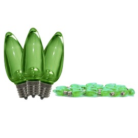 25 Pack C9 Dimmable Smooth Green LED Retrofit Bulbs