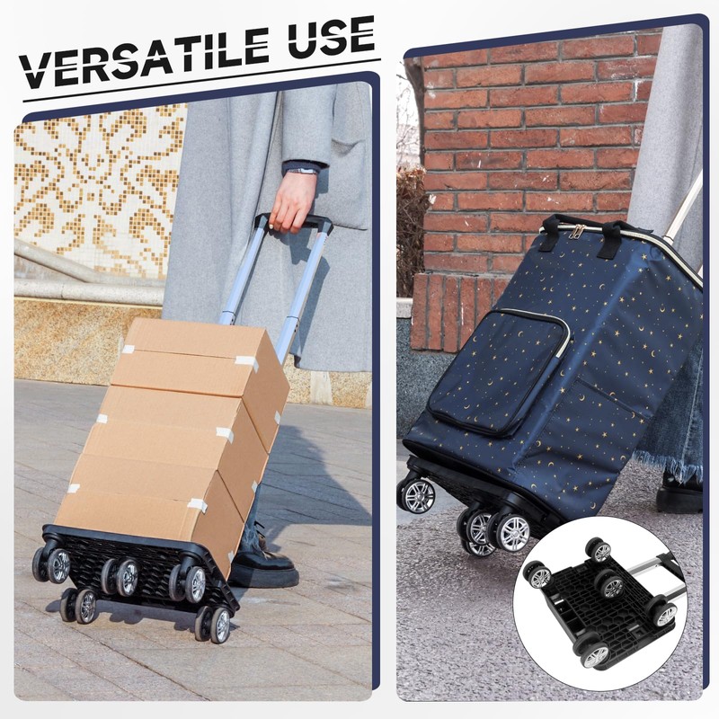 TAMACART Shopping Cart on 5 Swivel Wheels, Foldable Grocery Cart