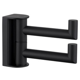 Angle Simple Swivel Double Towel Hook Matte Black, 304 Stainless Steel Robe Hook for Bathroom