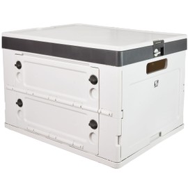 Wellmax Collapsible Crate with Lid - 44LB Stackable Foldable Crate for Groceries, Office & Car Trunk Organizing