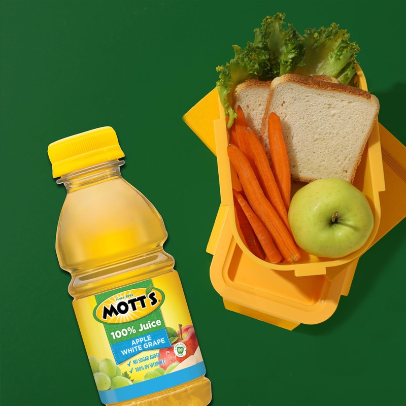 Mott's 100% Apple White Grape Juice, 8 Fl Oz Bottles,