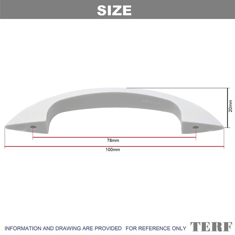 TERF® D-Shape Front Fix Pull Handle 100mm (4 inch) White