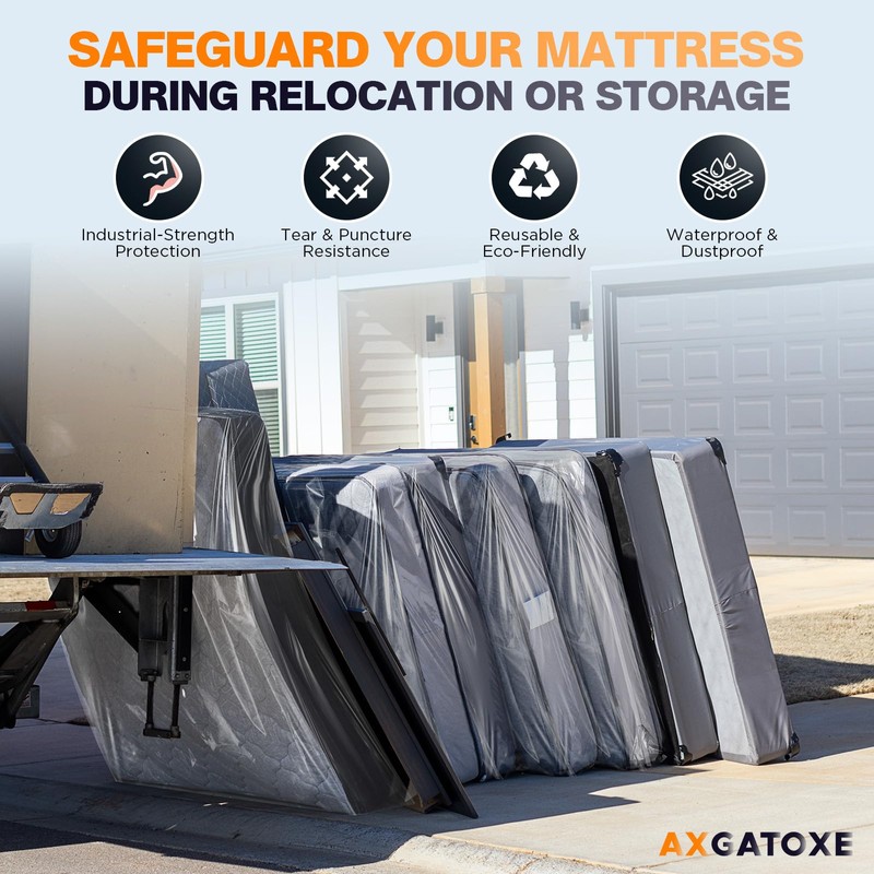 Plastic Mattress Bag for Moving Storage, Waterproof Mattress Cover, Mattress
