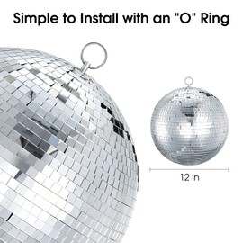 Mirror Disco Ball Sumono 12 Inch Mirror Ball Lightning Ball with Hanging Ring for DJ Club Stage Bar Party, Wedding Holiday Decoration