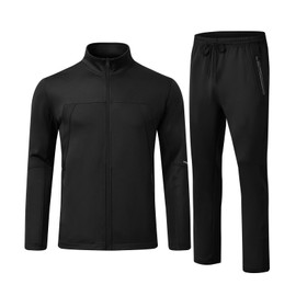 Rdruko Men's Tracksuits 2 Piece Set Athletic Sports Casual Full Zip Jogging Sweatsuit,Black,3XL