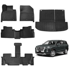 PENSUN Car Floor Mats Compatible with 2020-2025 Hyundai Palisade, All Weather Automotive Floor Liner Cargo Mat Cargo Liner for SUV, Palisade 2024 Accessories (Floor Mats+Trunk Mat with Backrest Mat)