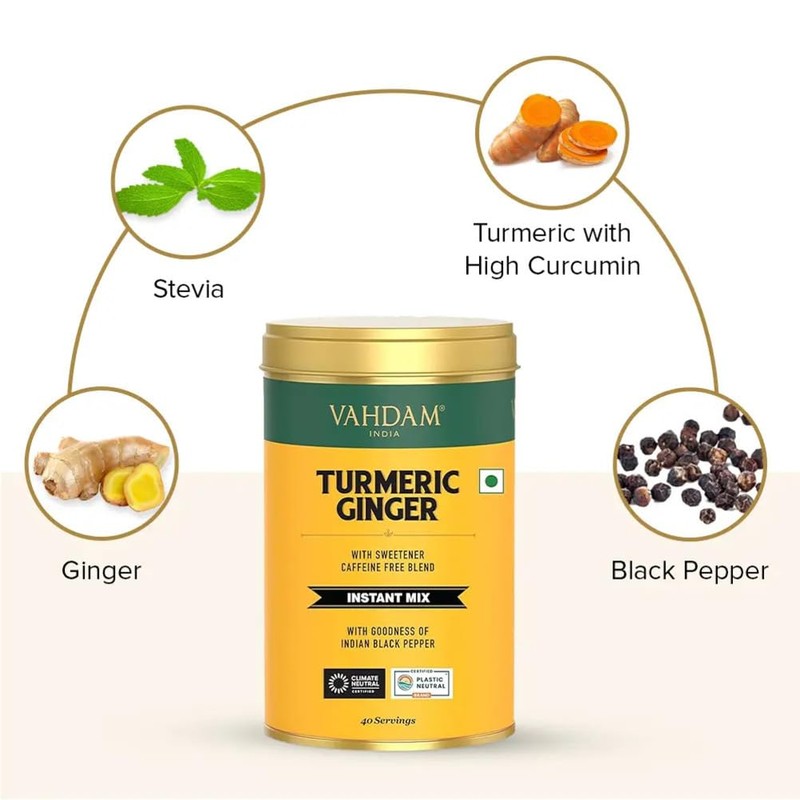 VAHDAM VAHDAM, Golden Milk Powder/Turmeric Ginger Latte Mix (100g, 40