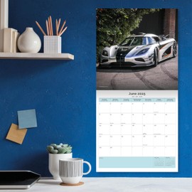 Dayplanner Publishing Supercars 2025 Calendar, Large Square Wall Calendar 2025 with Organisational Stickers, 16 Month, Supercars Gift Car Calendar.