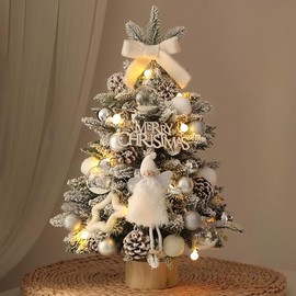 Mini Christmas Tree 1.5ft Tabletop, Pine Artificial Tree with Xmas Ornaments, Decorations for Home&Office