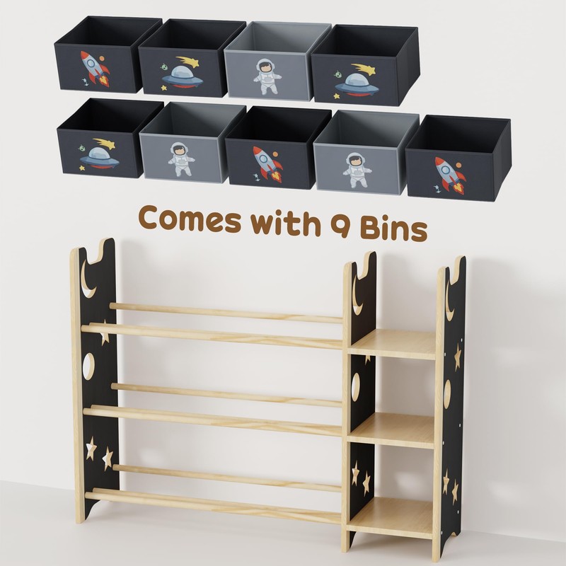 yoopin Toy Storage Organizer with 3 Shelves and 9 Bins,