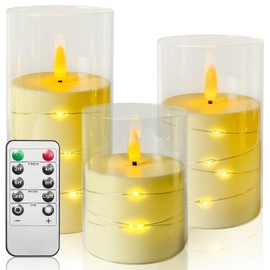 Homwamee 3 Pcs Flameless Candles with Remote Control, Battery Operated Candles LED Pillar Candle with Timer, 4'' 5'' 6'' Candles for Wedding Centerpieces Holiday Valentine's Day Decorations