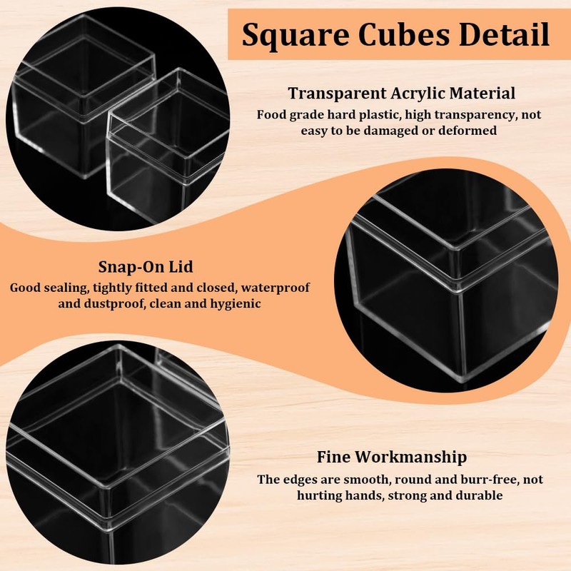 KLYNGTSK 24Pack Square Cube Display Case Transparent Plastic Square Cube