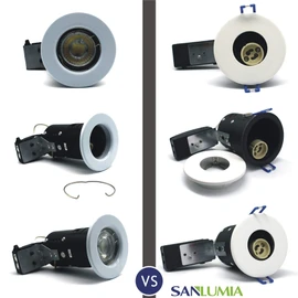 sanlumia 2 X LED Fire Rated Downlight Can GU10 Recessed Ceiling Twist & Lock Interchangeable Downlight IP20 Chrome