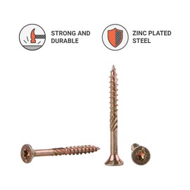 Pack of 200 Yellow Galvanised Steel 3.5 x 50 mm Wood Screws Torx Head Type 17 Countersunk Chipboard Screws (200, 3.5 x 50 mm)