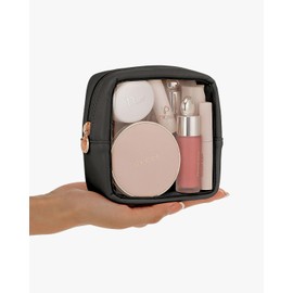 Pocmimut Mini Makeup Bag,Clear Makeup Bag Cute Travel Makeup Bag Pouch Purse Car Essentials for Women,Travel Essentials Organizers(Black)