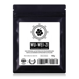 WU-WEI-ZI Schisandra Beeren-Pulver - Natürliche Gebirgs-Wildsammlung | TOP-Qualität vom Original | 100% rein + laborgeprüft | GMP + ISO-9001 zertifiziert | perfekt als Tee | schonend getrocknet | 100g