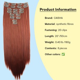 Prettyshop XXL Heat-Resistant Smooth Clip-In Hairpiece Extensions 60 cm Set of 8
