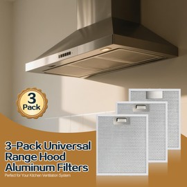 3-Pack Universal 12-5/9" x 10-1/5" Range Hood Aluminum Filter Mesh Screen Replacement for Most Kitchen Ventilation Systems(Please confirm the size for purchase)