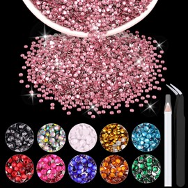 5000PCS 2mm Resin Rhinestones in Bulk (Dark Pink), Bedazzling Flatback Crystals for Crafts DIY Nail Decoration, Gems Charms for Tumbler Shoes Clothing Fabric with Pickup Pen and Tweezers