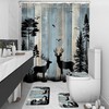 MYUSRE Rustic Cabin Deer Shower Curtain Set with Bathroom Rugs,