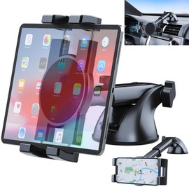 ANKDELL Car Suction Cup Tablet Holder, Telescopic Arm [2024 New] Smartphone Holder for Dashboard, Car, Super Strong Vacuum Suction Cup, 360° Rotation, Stability, Fall Prevention, Vibration Proof, Free