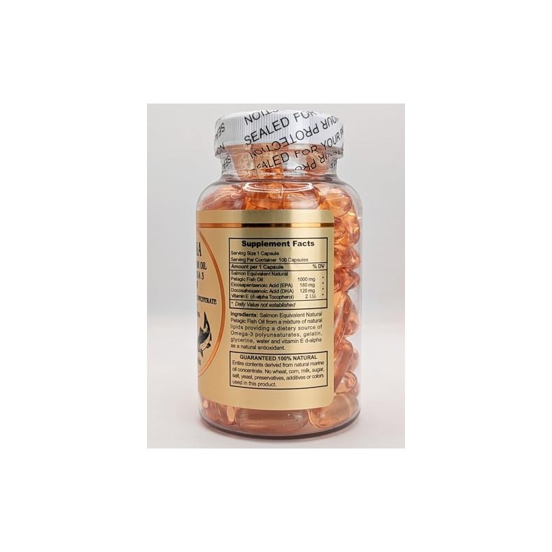 Omega 3 de salmón de Alaska 1000 mg 100 cápsulas