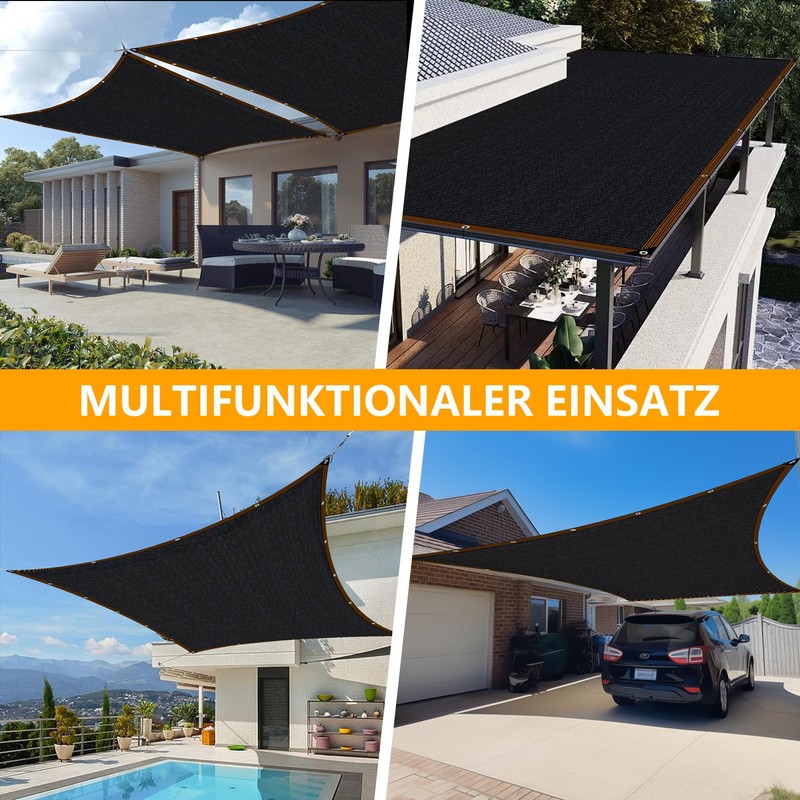 BCBIG Rectangular Sun Shade Sail for Balcony, Shade Net Greenhouse