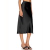 Amy Babe Womens Satin Silk High Waist Slit Midi Skirt