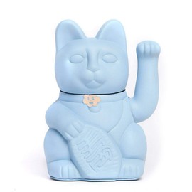 Chinesische Glückskatze. Winkende Katze. Maneki Neko viel Glück. HELLBLAU, L (12x9x18cm)
