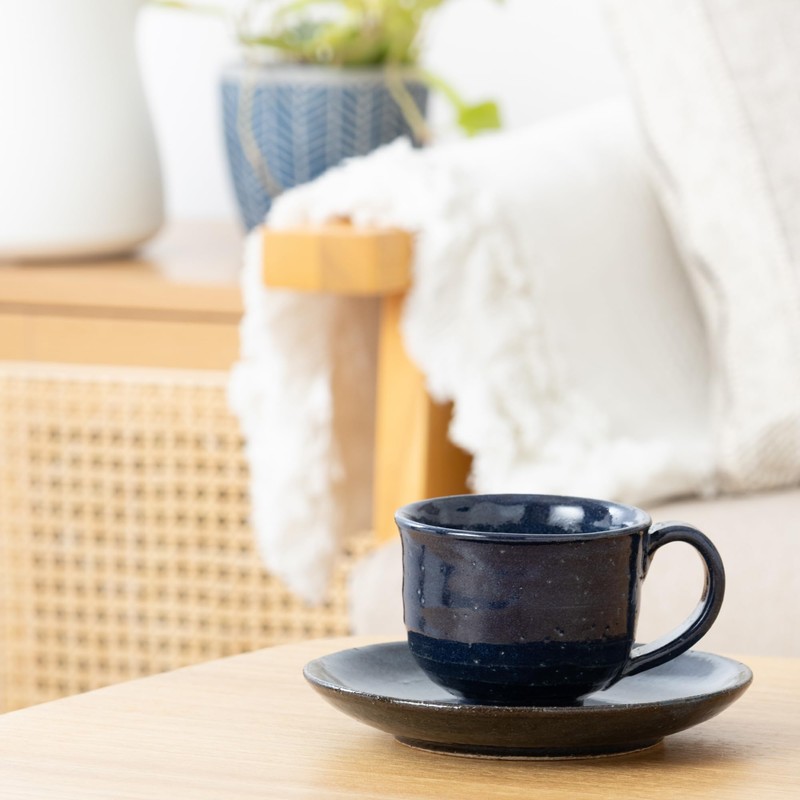 Marui Pottery MR-3-4393 Shigaraki Pottery Hechimon Cup & Saucer, Capacity