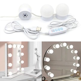 SZXJY LED Vanity Lights for Mirror, Hollywood Style Vanity Lights with 10 Dimmable Bulbs, Adjustable Color & Brightness, USB Cable, Mirror Lights Stick on for Makeup Table Dressing Room