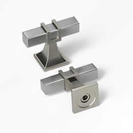 homdiy 25 Pack Kitchen Cabinet Knobs Brushed Nickel Drawer Knobs Silver Square Cabinet Hardware for Dresser Bathroom,Zinc Alloy Base