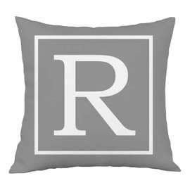 Hangood Alphabet Letter R Cushion Cover 18x18 Soft Plush Throw Pillow Covers 45cm x 45cm R