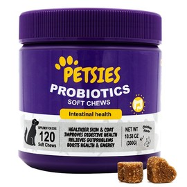 Petsies Dog Probiotics, Dog Gut & Digestive Health Immune Support, 120 Soft Chews Chicken Flavor Supplements - Quantity: 120 chews chicken purple